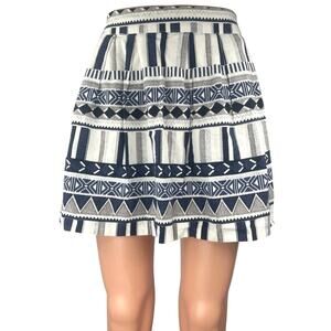 The Shew Women's Navy White Geometric Print Zipper Mini A-line Skirt Size S
